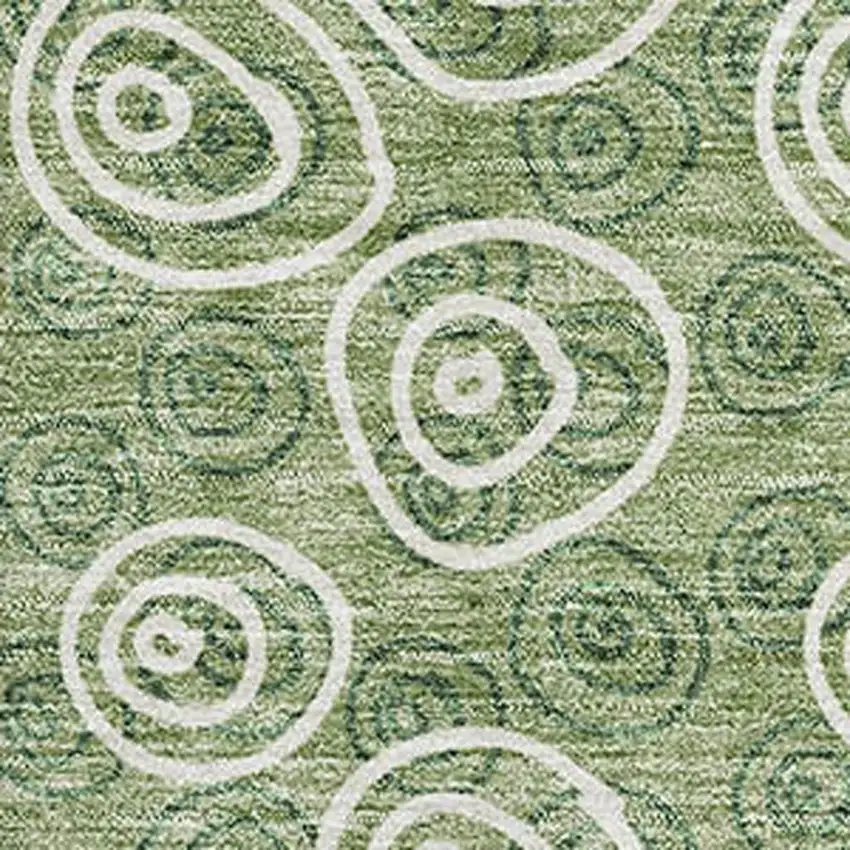 Green And Ivory Polka Dot Washable Area Rug With UV Protection Photo 3