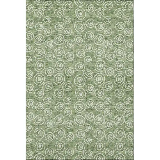 Green And Ivory Polka Dot Washable Area Rug With UV Protection Photo 4