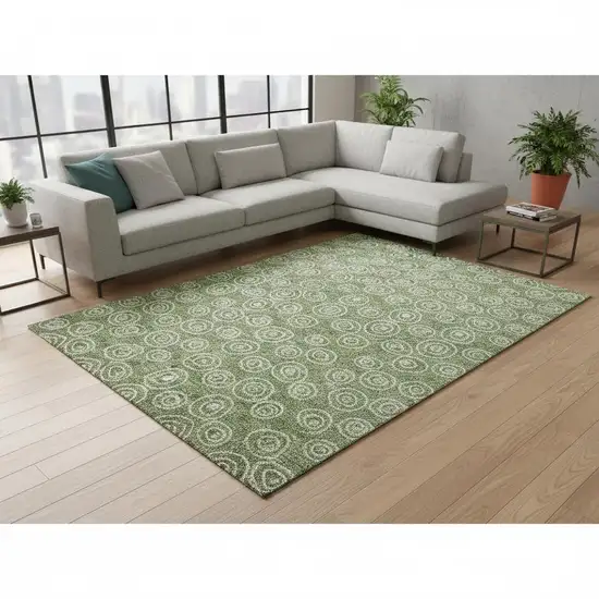 Green And Ivory Polka Dot Washable Area Rug With UV Protection Photo 2