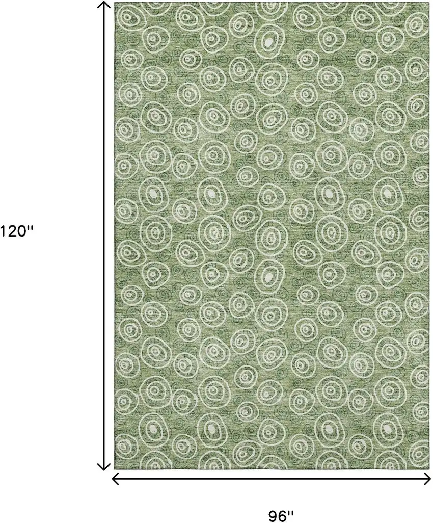 Green And Ivory Polka Dot Washable Area Rug With UV Protection Photo 3