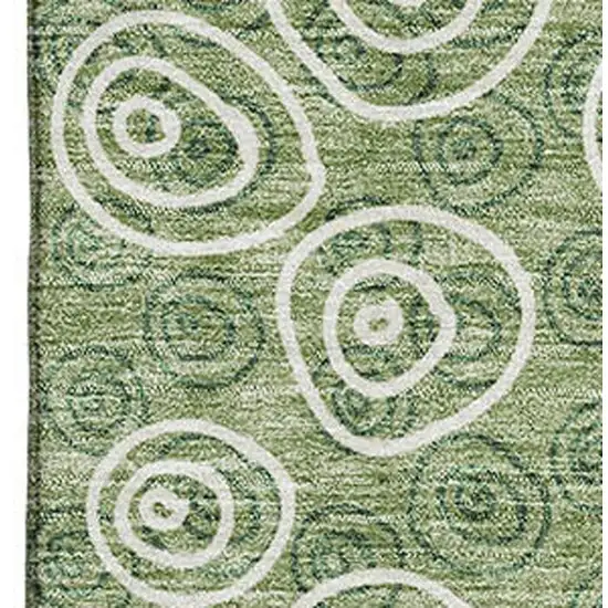 Green And Ivory Polka Dot Washable Area Rug With UV Protection Photo 3