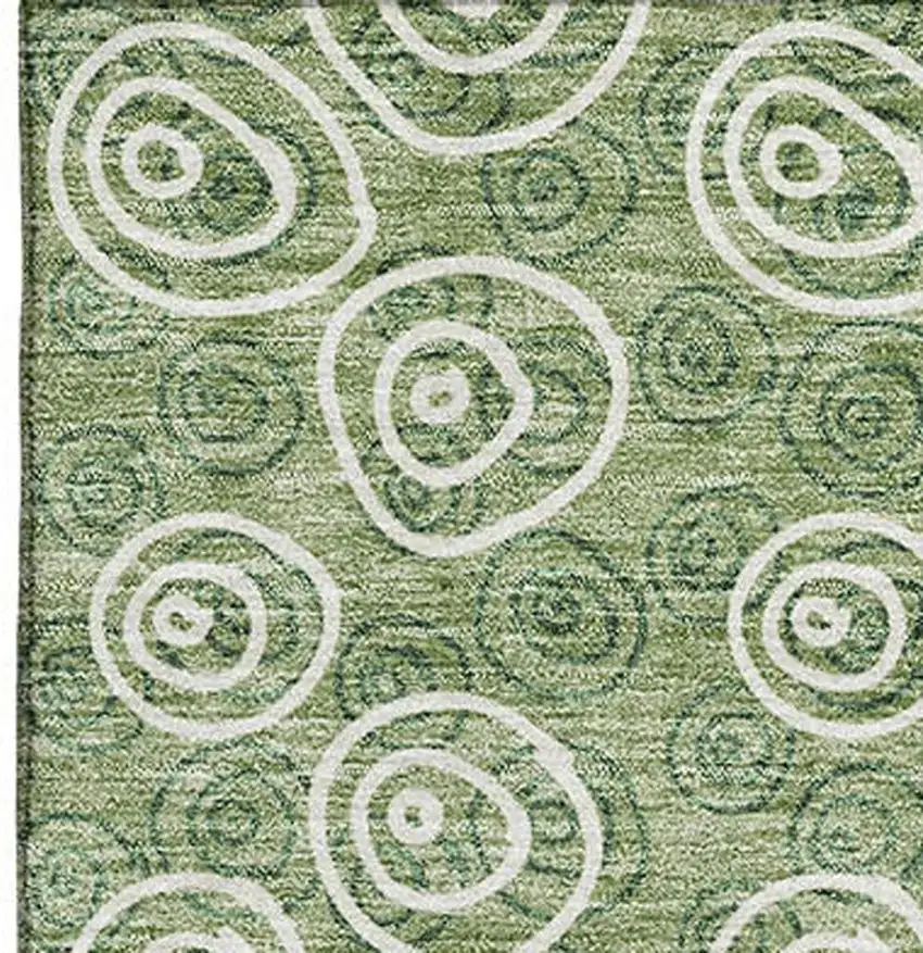 Green And Ivory Polka Dot Washable Area Rug With UV Protection Photo 4
