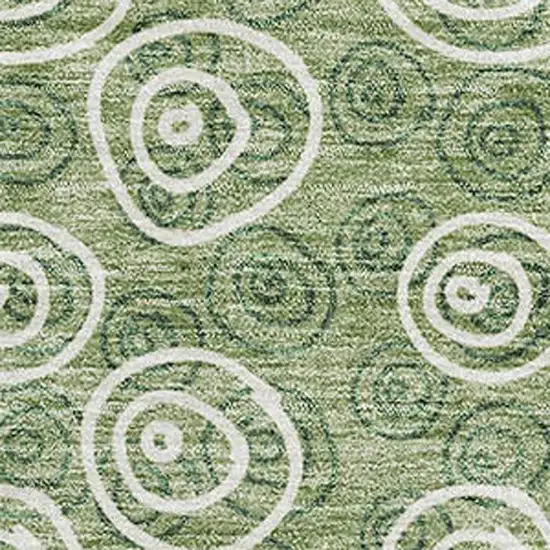 Green And Ivory Polka Dot Washable Area Rug With UV Protection Photo 3
