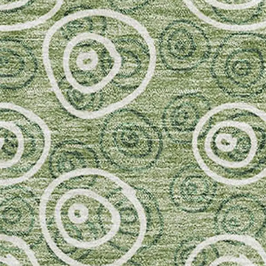 Green And Ivory Polka Dot Washable Area Rug With UV Protection Photo 3