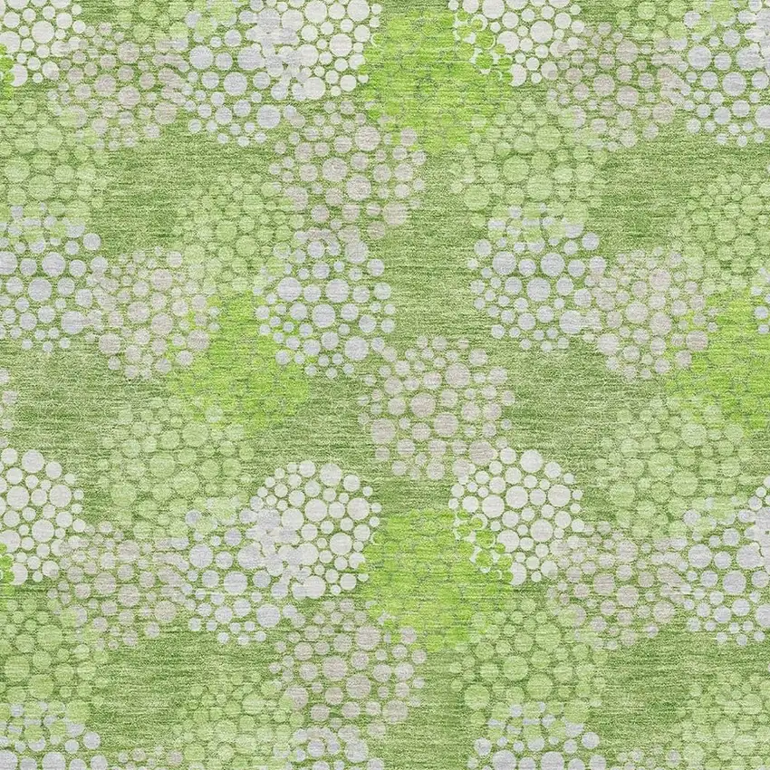 Green And Ivory Polka Dot Washable Area Rug With UV Protection Photo 3