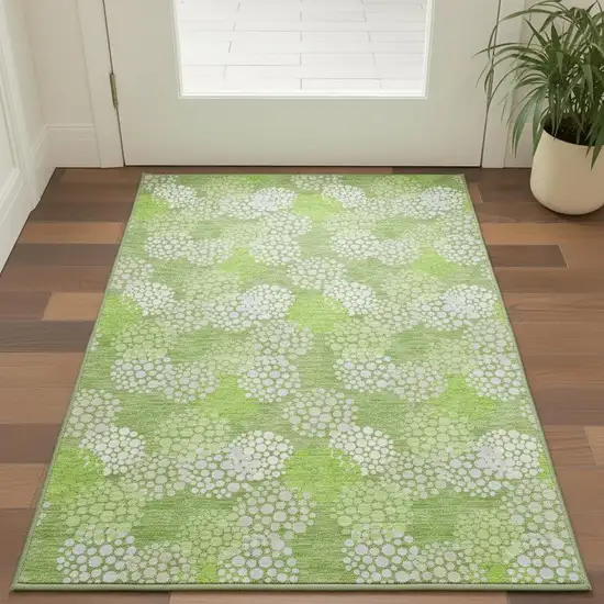 Green And Ivory Polka Dot Washable Area Rug With UV Protection Photo 2