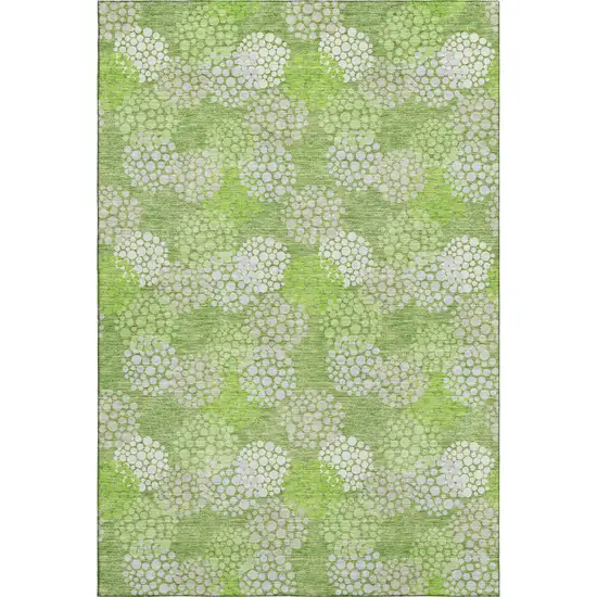 Green And Ivory Polka Dot Washable Area Rug With UV Protection Photo 1