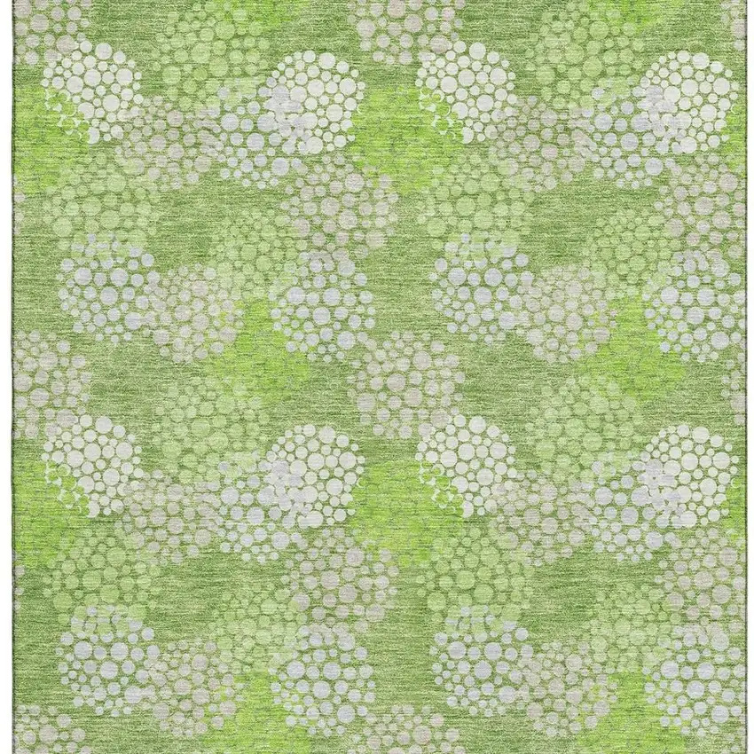 Green And Ivory Polka Dot Washable Area Rug With UV Protection Photo 4
