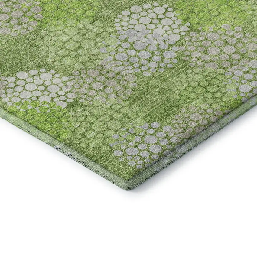 Green And Ivory Polka Dot Washable Area Rug With UV Protection Photo 8