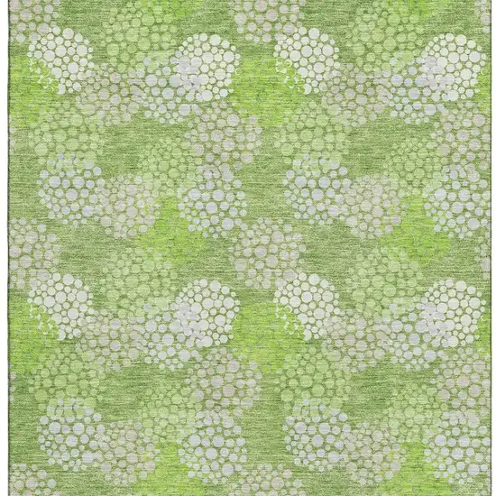 Green And Ivory Polka Dot Washable Area Rug With UV Protection Photo 3
