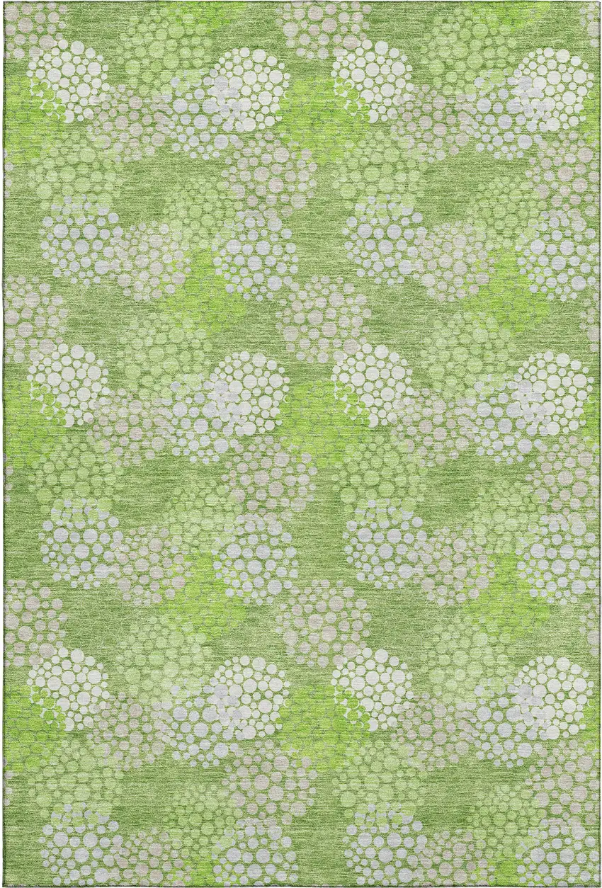 Green And Ivory Polka Dot Washable Area Rug With UV Protection Photo 1