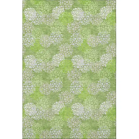 Green And Ivory Polka Dot Washable Area Rug With UV Protection Photo 4