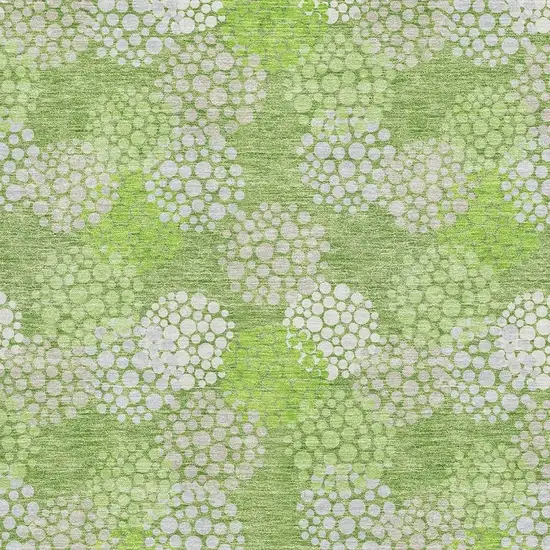 Green And Ivory Polka Dot Washable Area Rug With UV Protection Photo 3