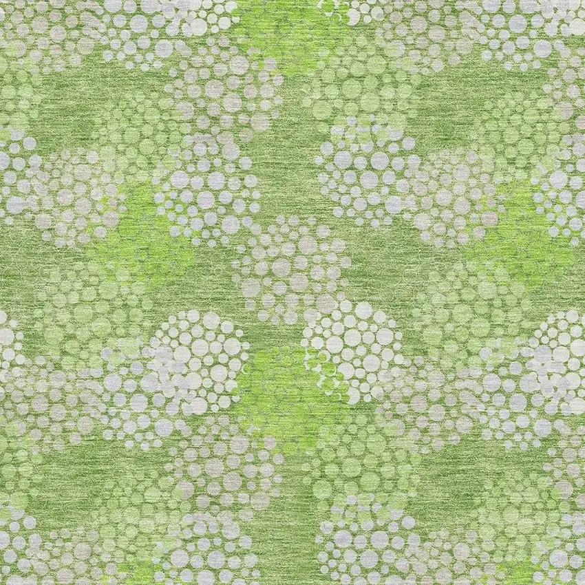 Green And Ivory Polka Dot Washable Area Rug With UV Protection Photo 3