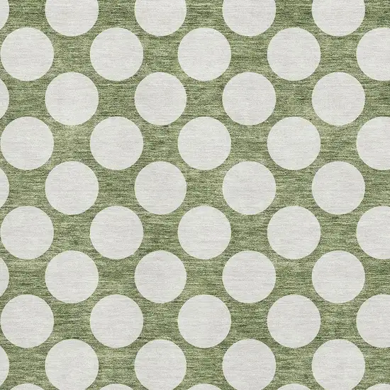 Green And Ivory Polka Dot Washable Area Rug With UV Protection Photo 3