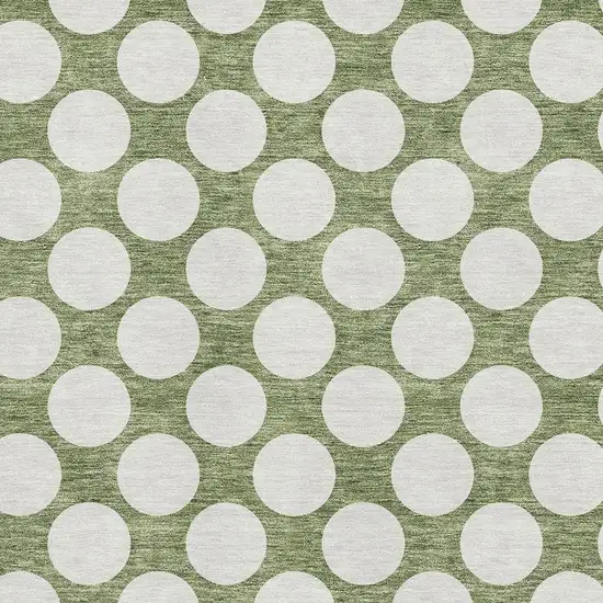 Green And Ivory Polka Dot Washable Area Rug With UV Protection Photo 3