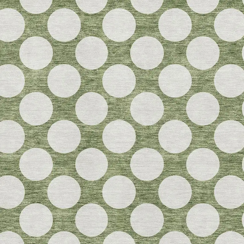 Green And Ivory Polka Dot Washable Area Rug With UV Protection Photo 3