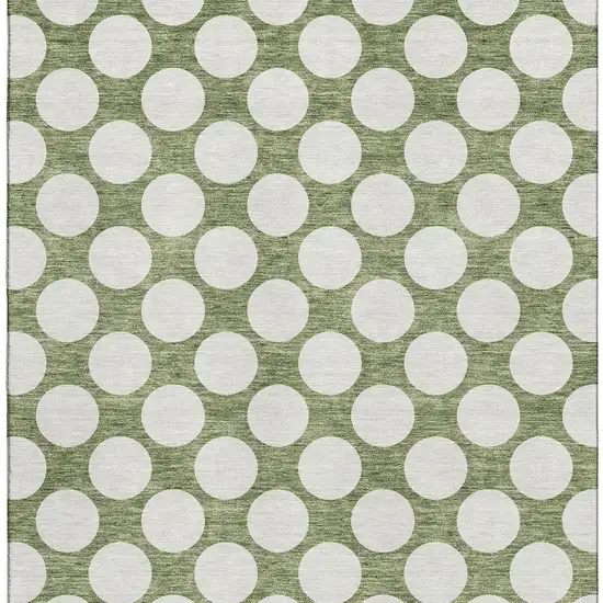 Green And Ivory Polka Dot Washable Area Rug With UV Protection Photo 3