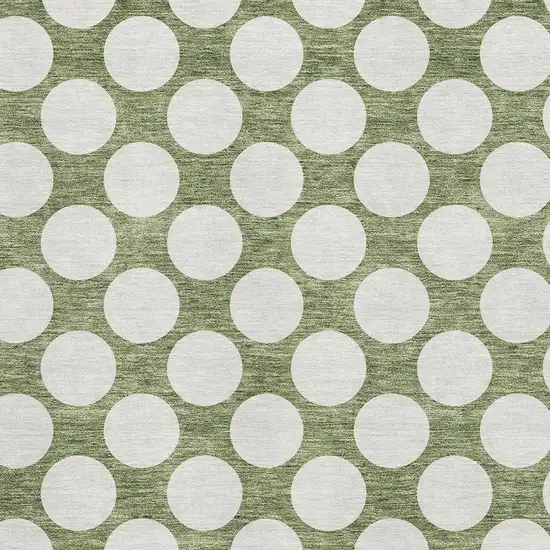 Green And Ivory Polka Dot Washable Area Rug With UV Protection Photo 3