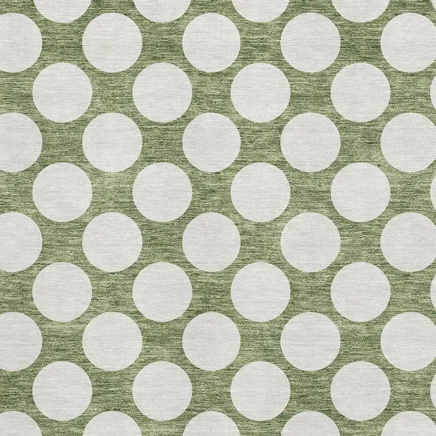 Green And Ivory Polka Dot Washable Area Rug With UV Protection Photo 3