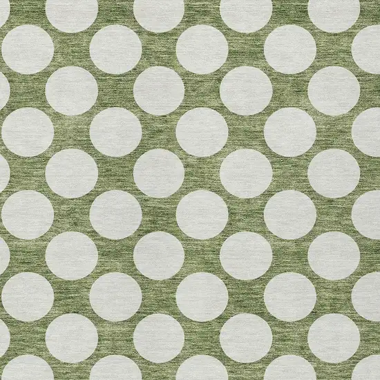 Green And Ivory Polka Dot Washable Indoor Outdoor Area Rug Photo 6