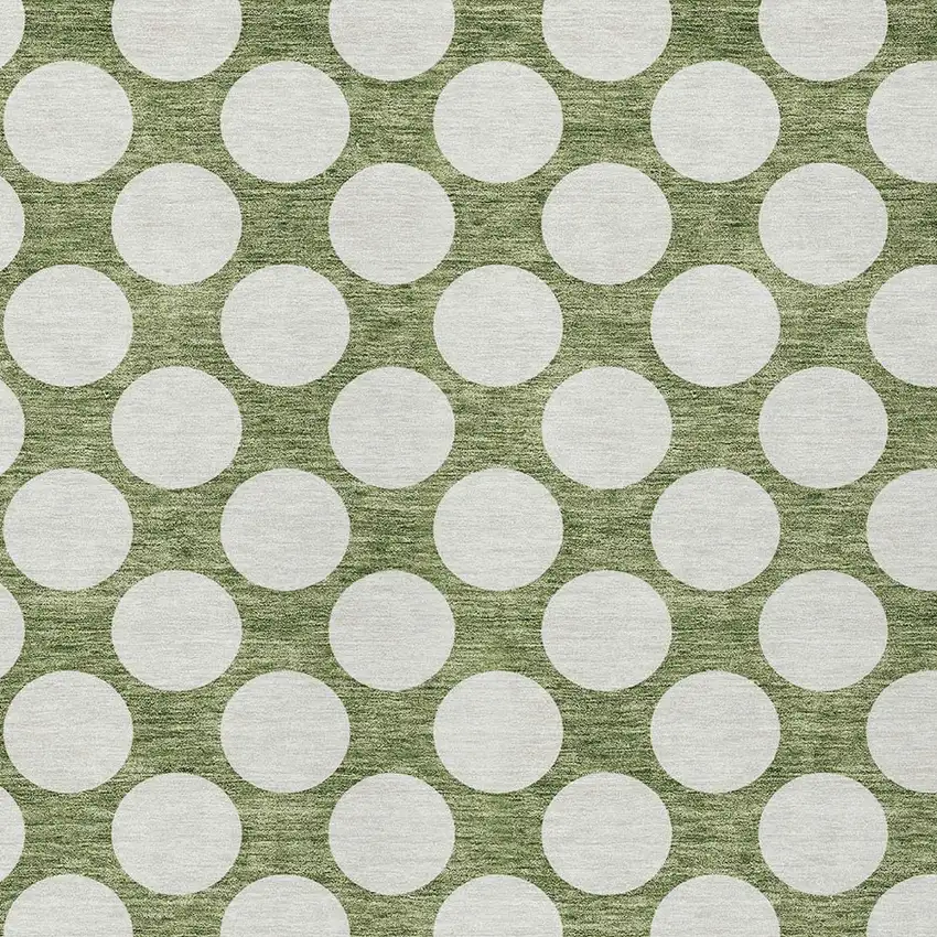 Green And Ivory Polka Dot Washable Indoor Outdoor Area Rug Photo 6