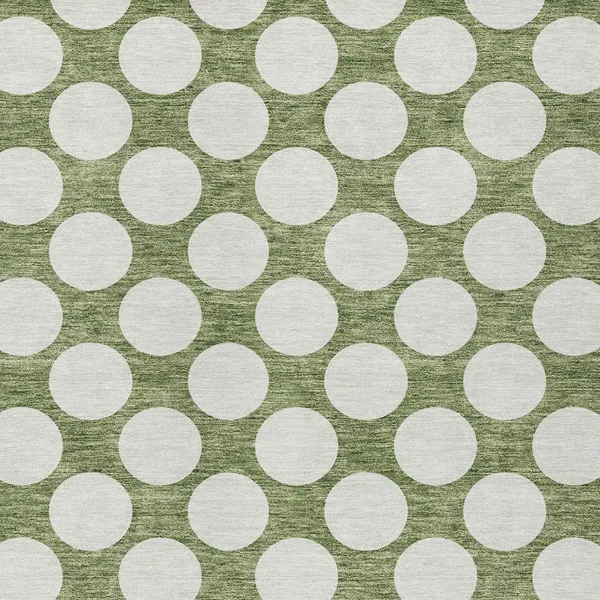 Green And Ivory Polka Dot Washable Indoor Outdoor Area Rug Photo 6