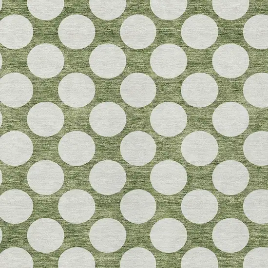 Green And Ivory Polka Dot Washable Indoor Outdoor Area Rug Photo 6