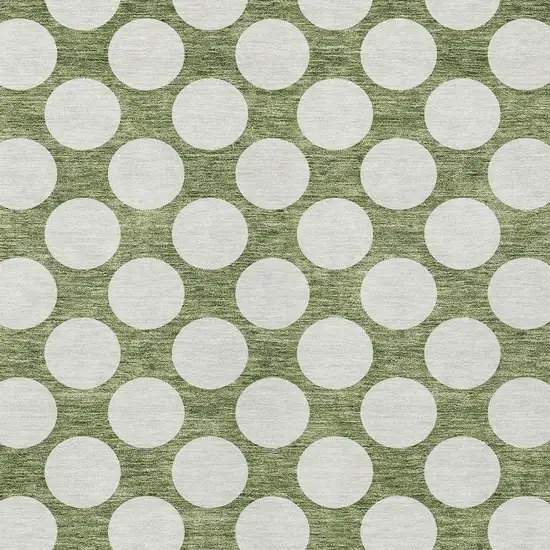 Green And Ivory Polka Dot Washable Indoor Outdoor Area Rug Photo 6