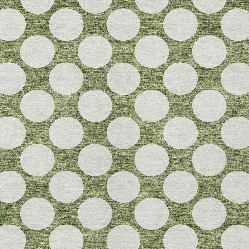 Green And Ivory Polka Dot Washable Indoor Outdoor Area Rug Photo 6