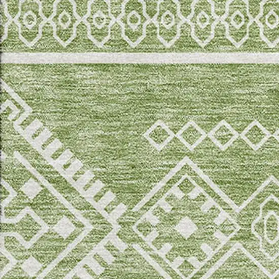 Green And Ivory Southwestern Washable Area Rug With UV Protection Photo 3