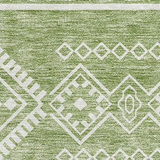Green And Ivory Southwestern Washable Area Rug With UV Protection Photo 3