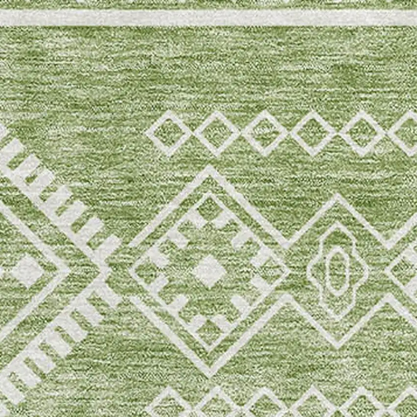 Green And Ivory Southwestern Washable Area Rug With UV Protection Photo 3
