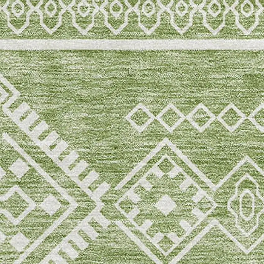 Green And Ivory Southwestern Washable Area Rug With UV Protection Photo 3