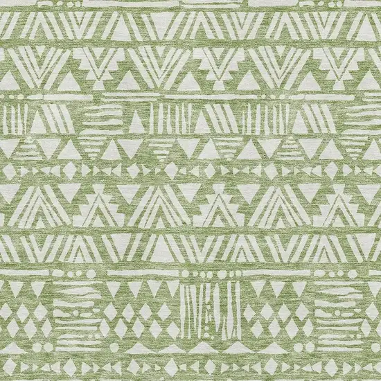 Green And Ivory Southwestern Washable Area Rug With UV Protection Photo 3