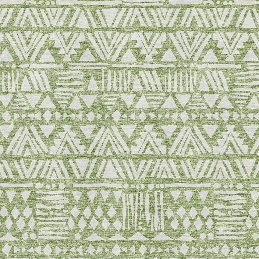 Green And Ivory Southwestern Washable Area Rug With UV Protection Photo 3