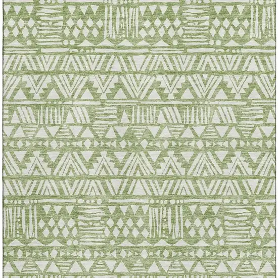 Green And Ivory Southwestern Washable Area Rug With UV Protection Photo 4