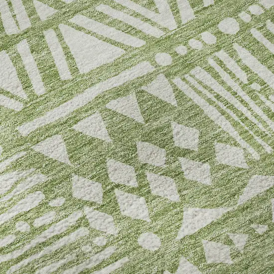 Green And Ivory Southwestern Washable Area Rug With UV Protection Photo 9