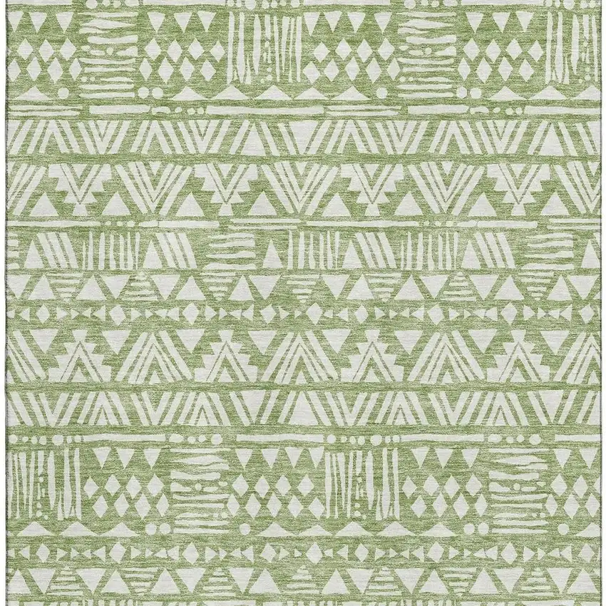 Green And Ivory Southwestern Washable Area Rug With UV Protection Photo 4