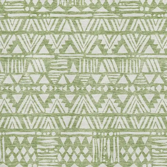 Green And Ivory Southwestern Washable Area Rug With UV Protection Photo 3