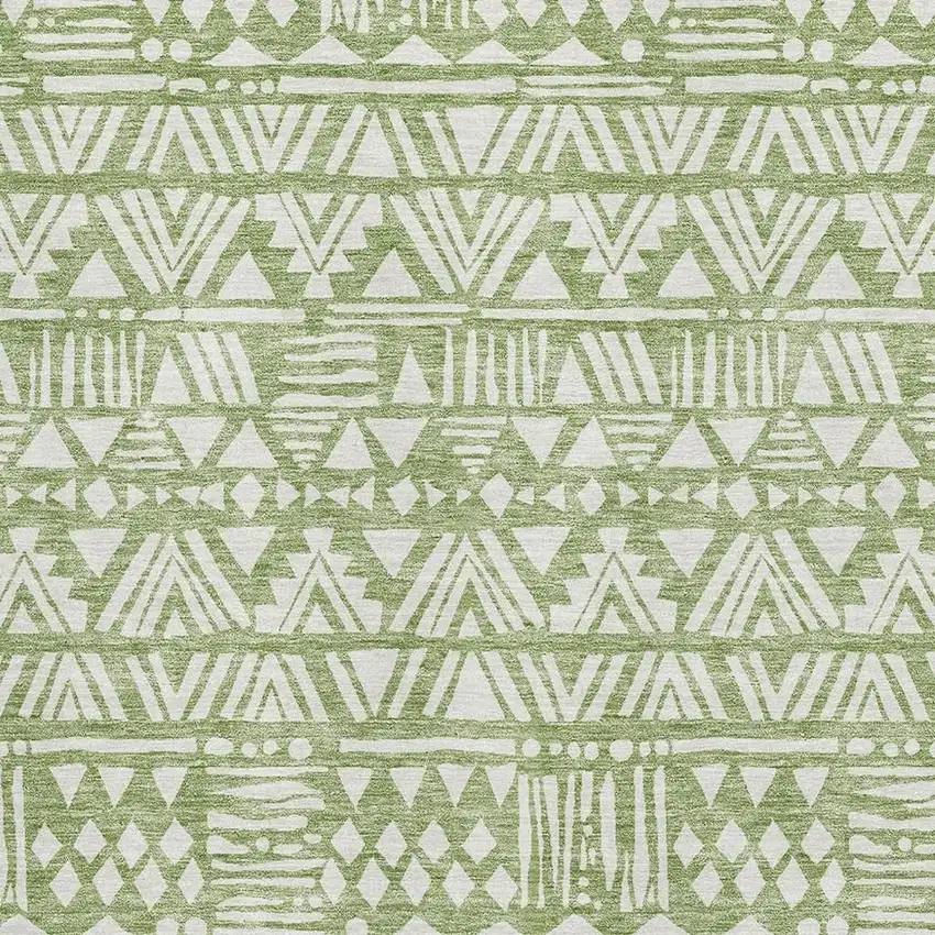 Green And Ivory Southwestern Washable Area Rug With UV Protection Photo 3