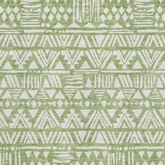 Green And Ivory Southwestern Washable Area Rug With UV Protection Photo 3