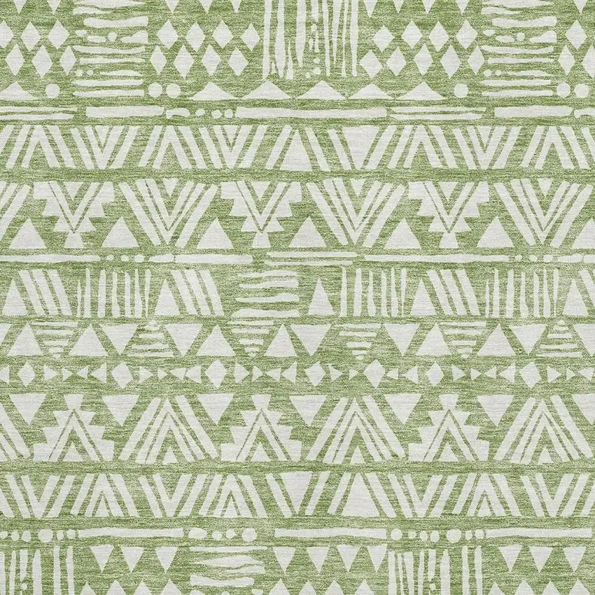 Green And Ivory Southwestern Washable Area Rug With UV Protection Photo 3