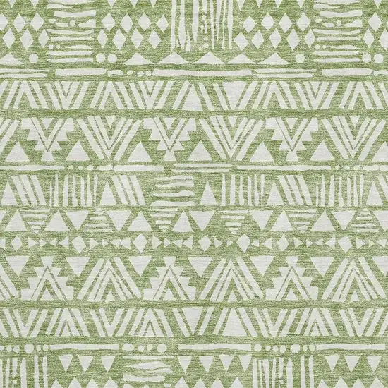 Green And Ivory Southwestern Washable Area Rug With UV Protection Photo 3