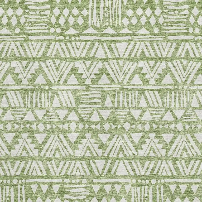 Green And Ivory Southwestern Washable Area Rug With UV Protection Photo 3