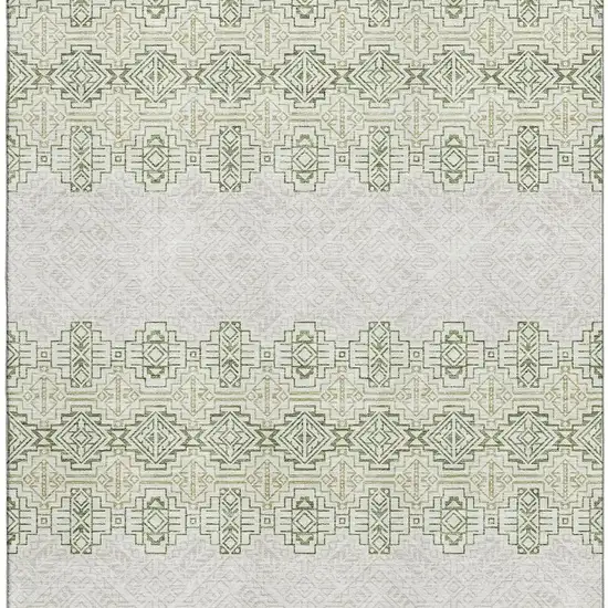 Green And Ivory Southwestern Washable Area Rug With UV Protection Photo 2