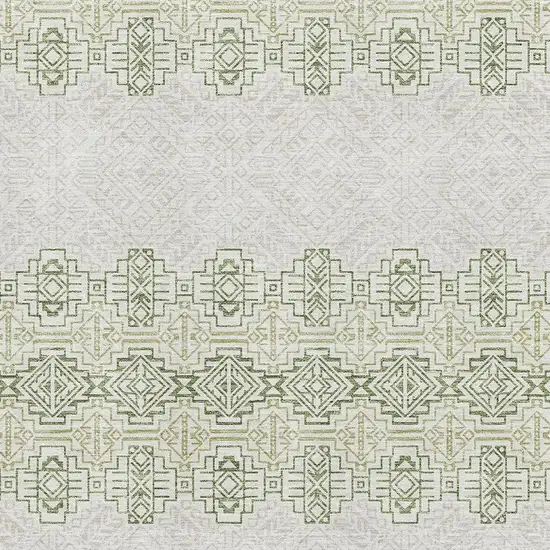 Green And Ivory Southwestern Washable Area Rug With UV Protection Photo 2