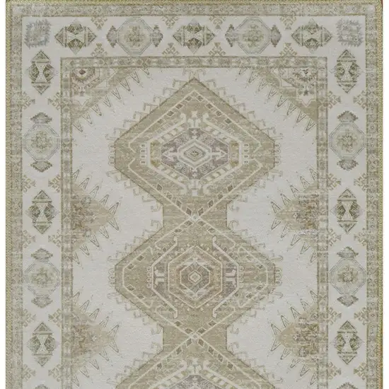 Green And Ivory Southwestern Washable Area Rug Photo 4