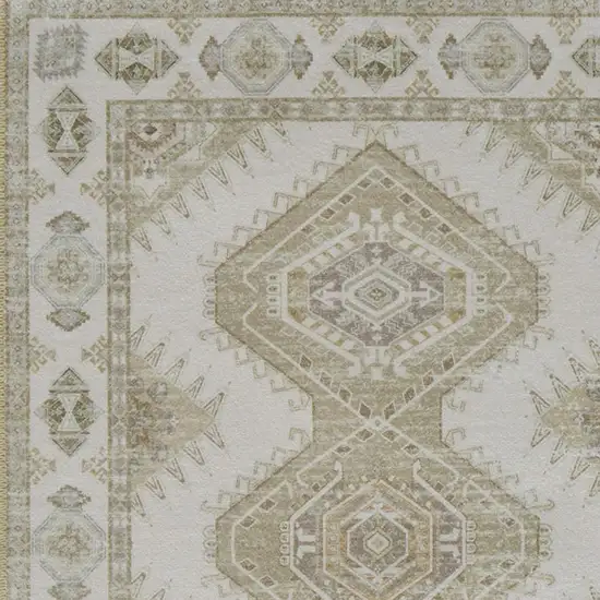 Green And Ivory Southwestern Washable Area Rug Photo 9