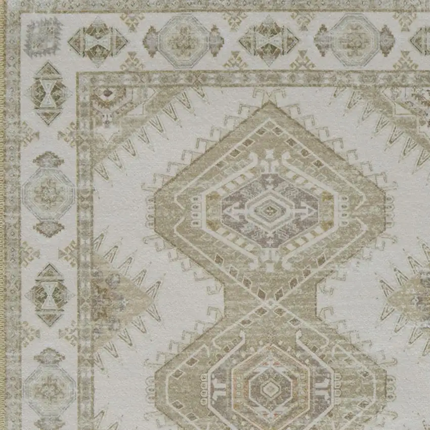 Green And Ivory Southwestern Washable Area Rug Photo 9